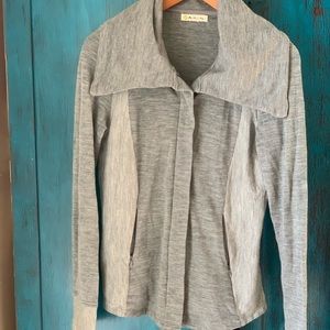 Marino Wool Asymmetric Zip Up Sweater Jacket